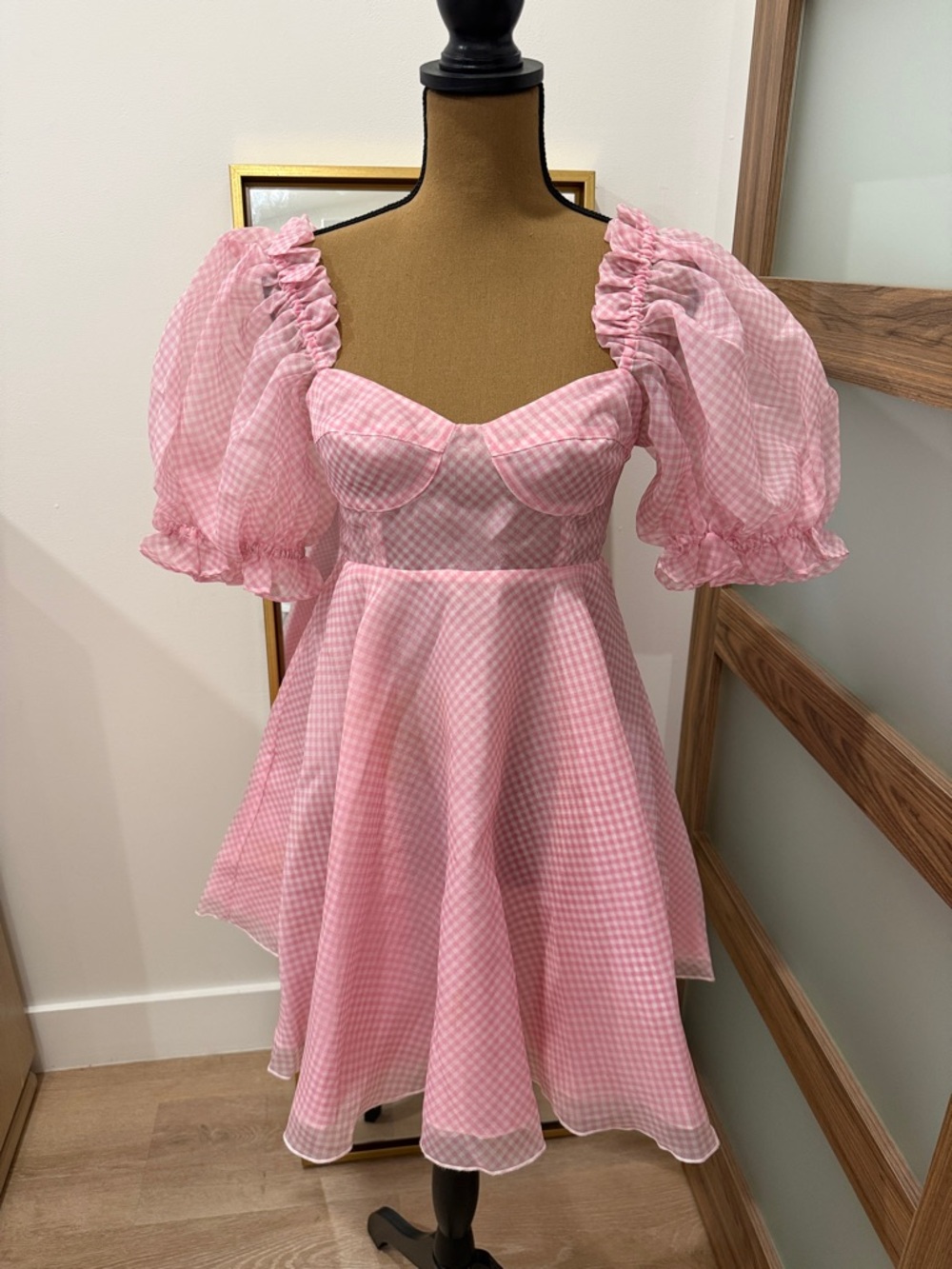 Selkie Pink Gingham Puff Sleeve